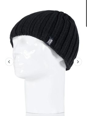 Heat Lockers Black Rib Knit Beanie
